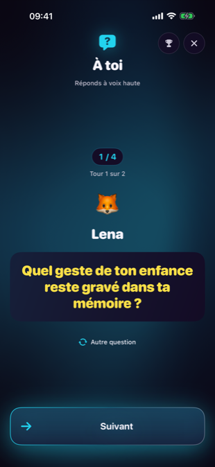 Le mode questions : une question liée au mot secret