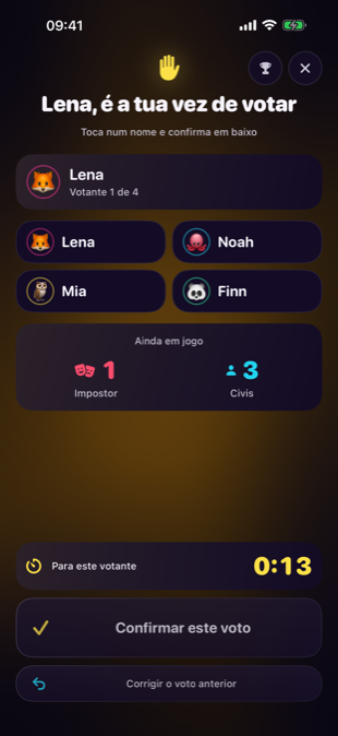 A votação nominal: a Lena escolhe um jogador